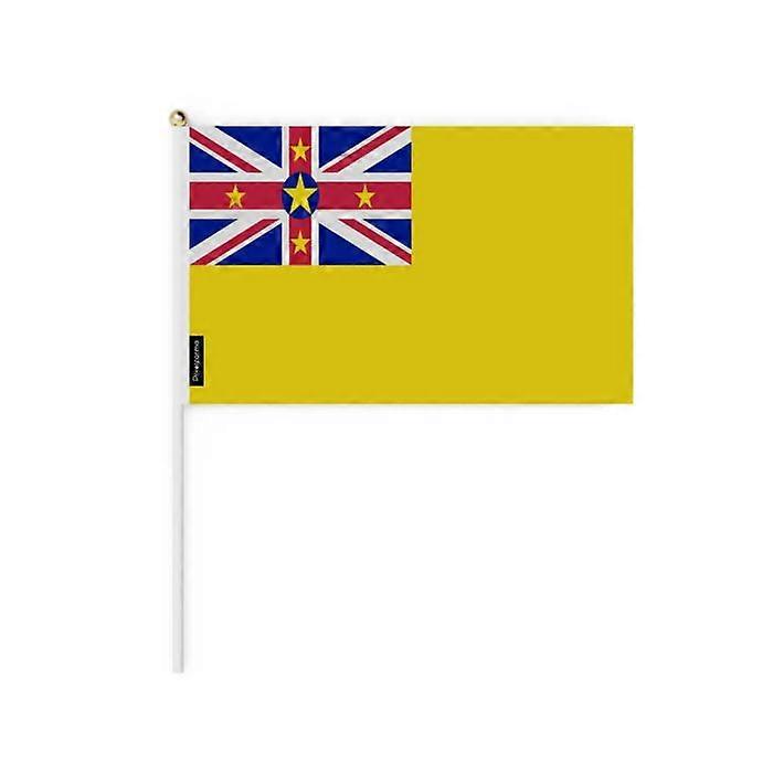 Mini Flag - Niue - 14 x 21 cm - Pack of 100 - Polyester - Lightweight - Double-Sided