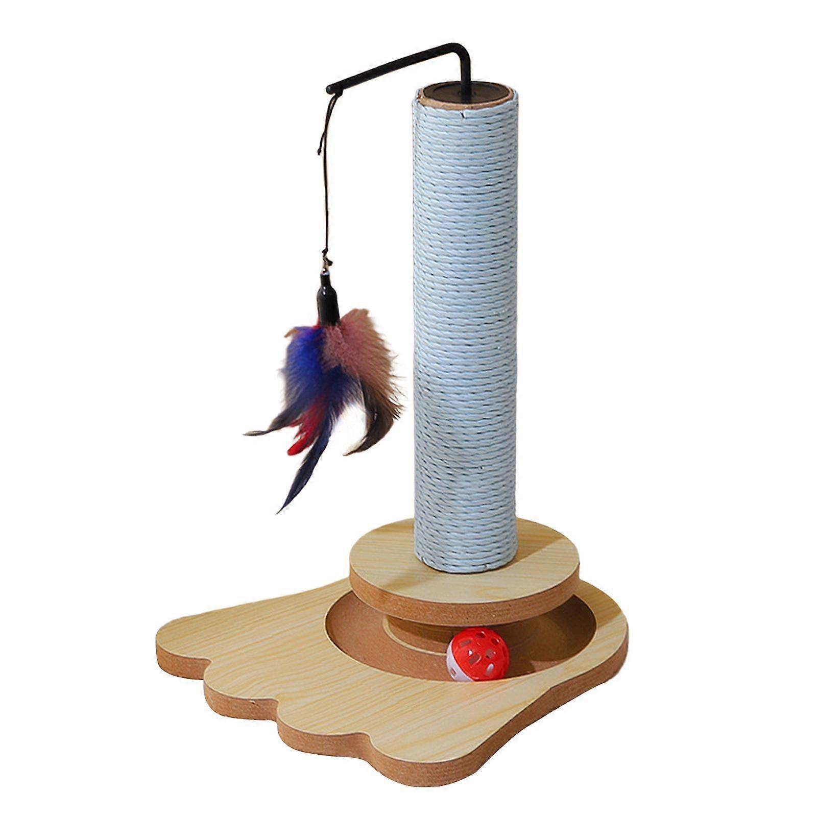 Cat Scratching Post Kitten Interactive Toy Turntable Ball Grind Claw