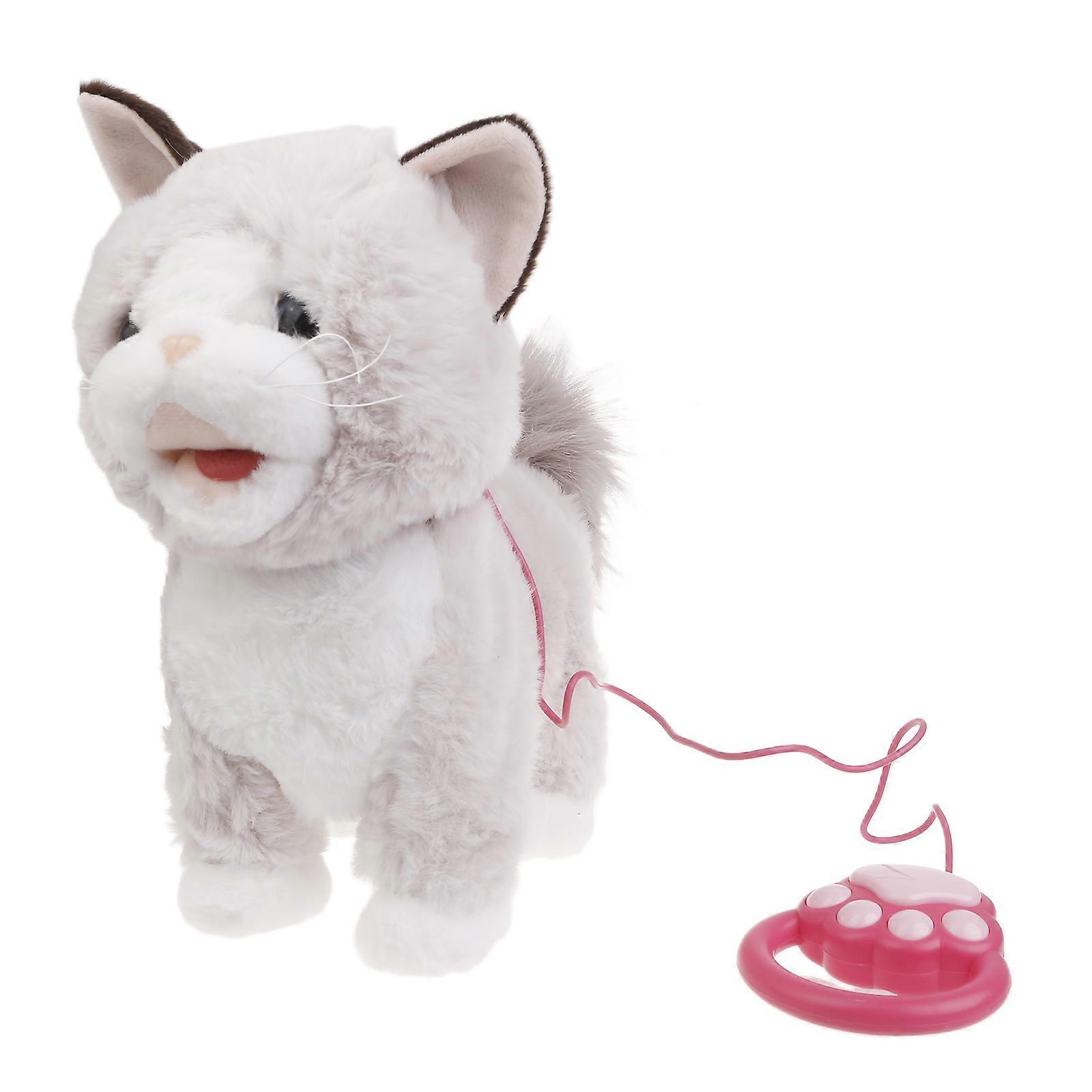 Realistic Walking Cat Toy Electronic Plush Pet Leash Control Cat Toy Kid Interactive Crawl Learning Toy Toddler Fun Gift
