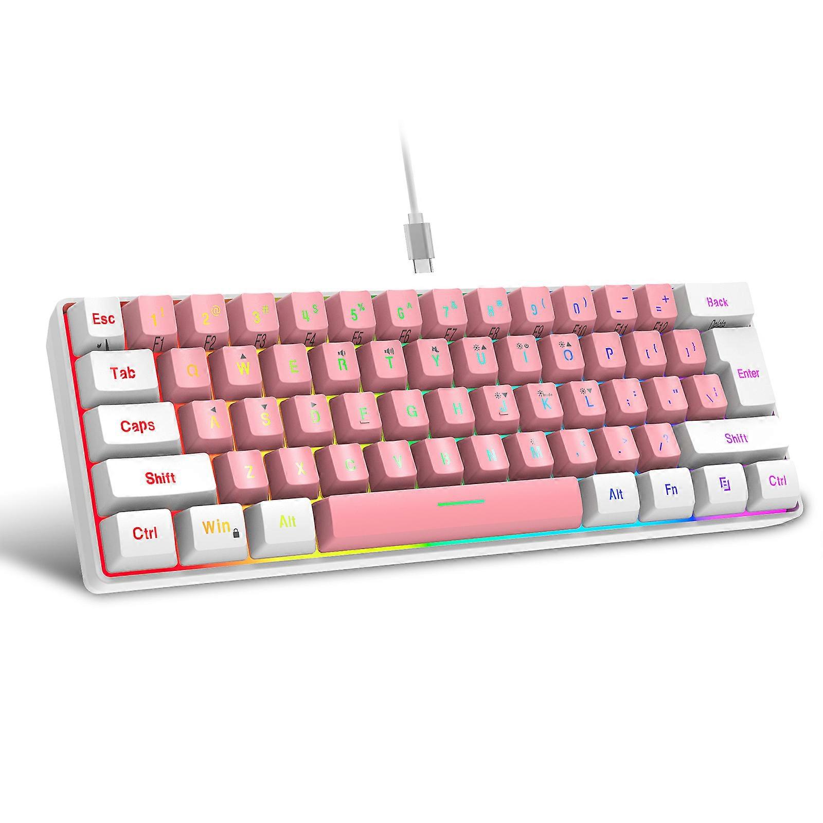 Mini Gaming Keyboard 61 Keys RGB USB Wired Gaming Keyboard Ergonomics Keyboard for Computer PC Laptop Keyboard