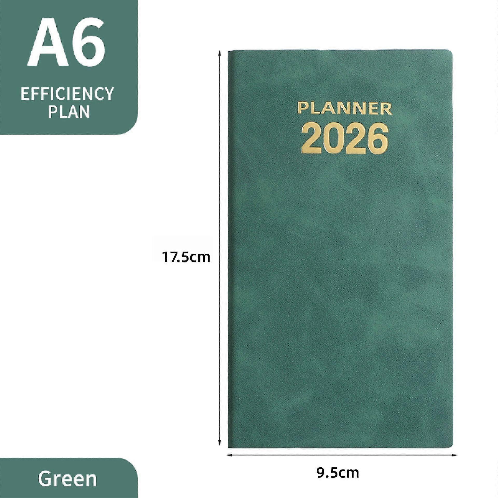 Daily Planner Notebook 2026 A6 Convenient Pocket-Sized Organizer With Pu Leather Cover Planner Calendar Notebook For Weekly