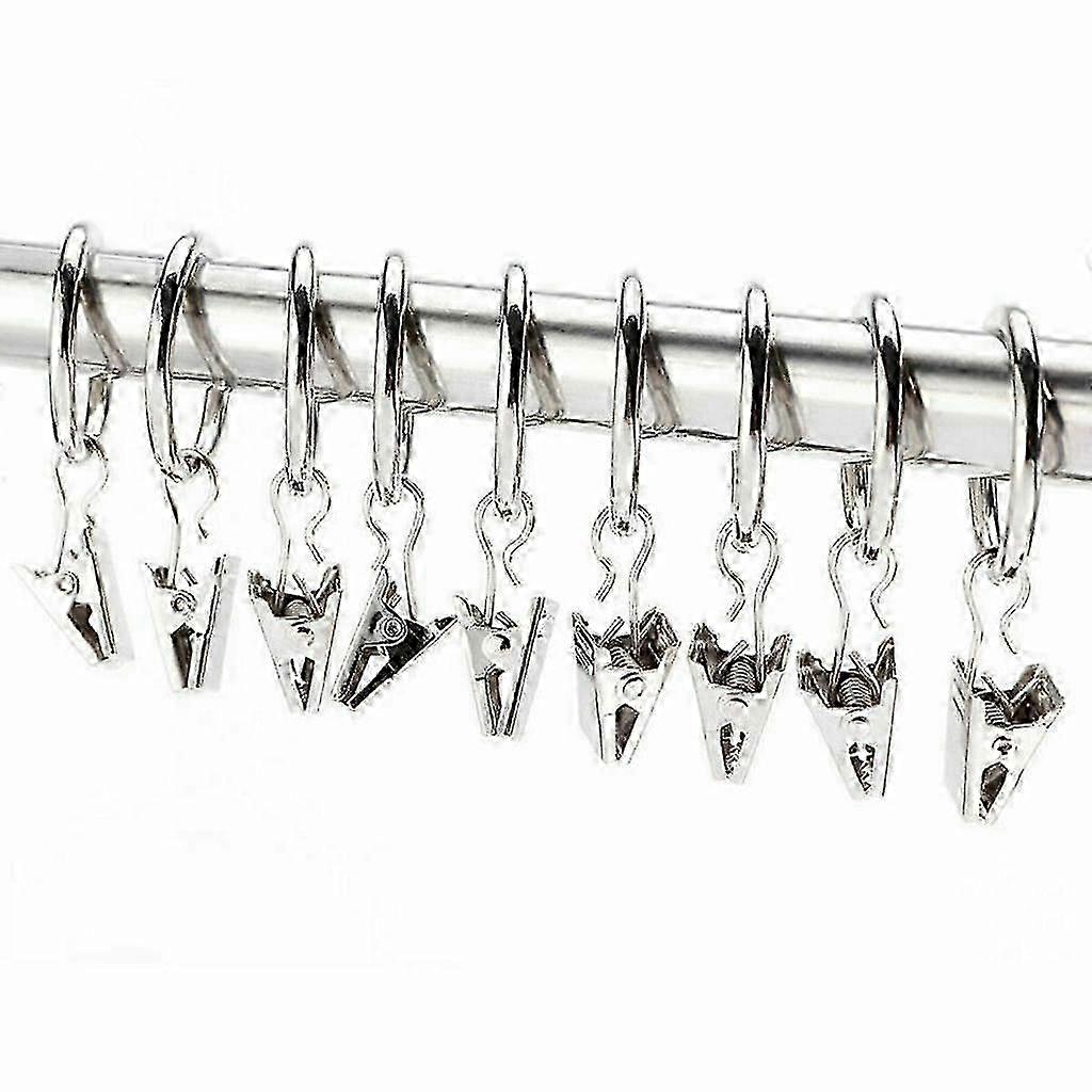 30ピースニッケルカーテンリングセット、2.5cmクリップ付き