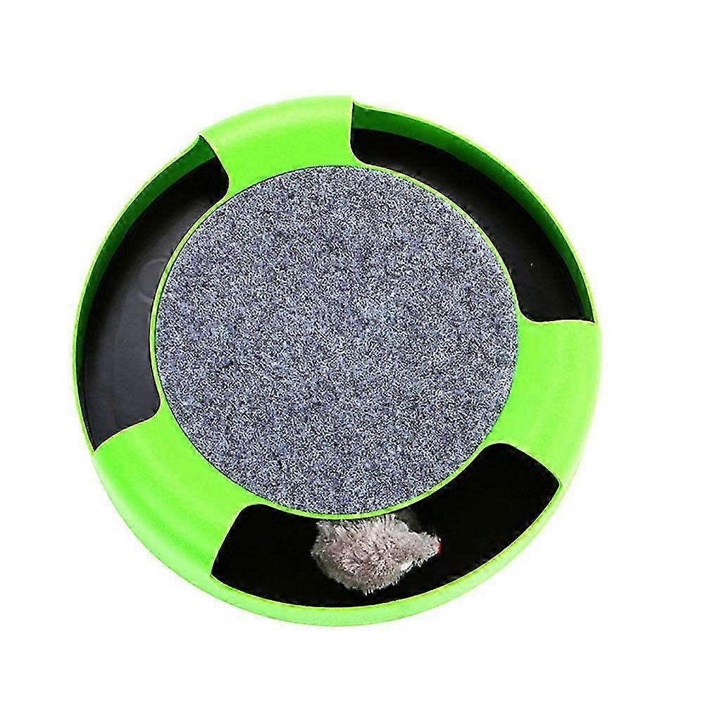 Teaser Turntable Toy for Cats with Scratching Pad, Ideal for Encouraging Play and Chase Activities
