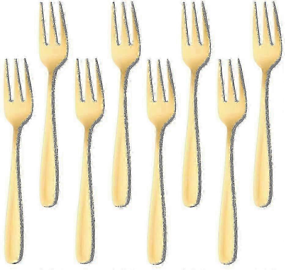 キッチンクラフトケーキフォークセット、ステンレススチール、ゴールド8個入り様々なブランドに対応