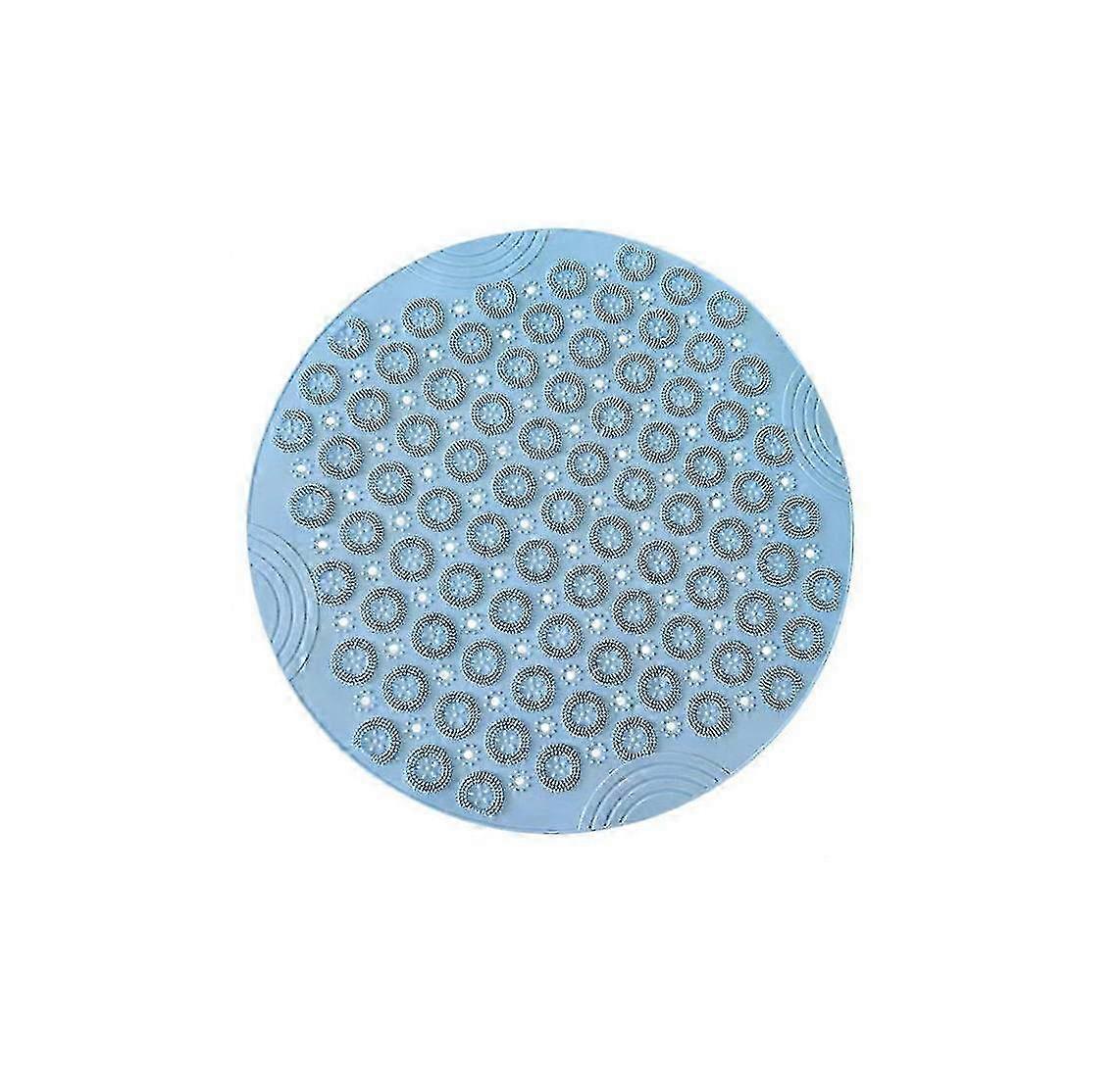 Round Shape Non-slip Shower Mats Mildew Resistant Tub Mats With Suction Cups, Textured Pvc Bath Mat With Drain Holeblue