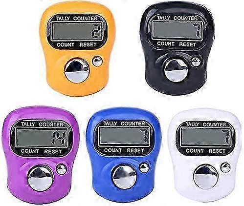 Mini Digital Finger Counter Clicker 5 stk Tilfeldig Farge Elektronisk Tally Ring