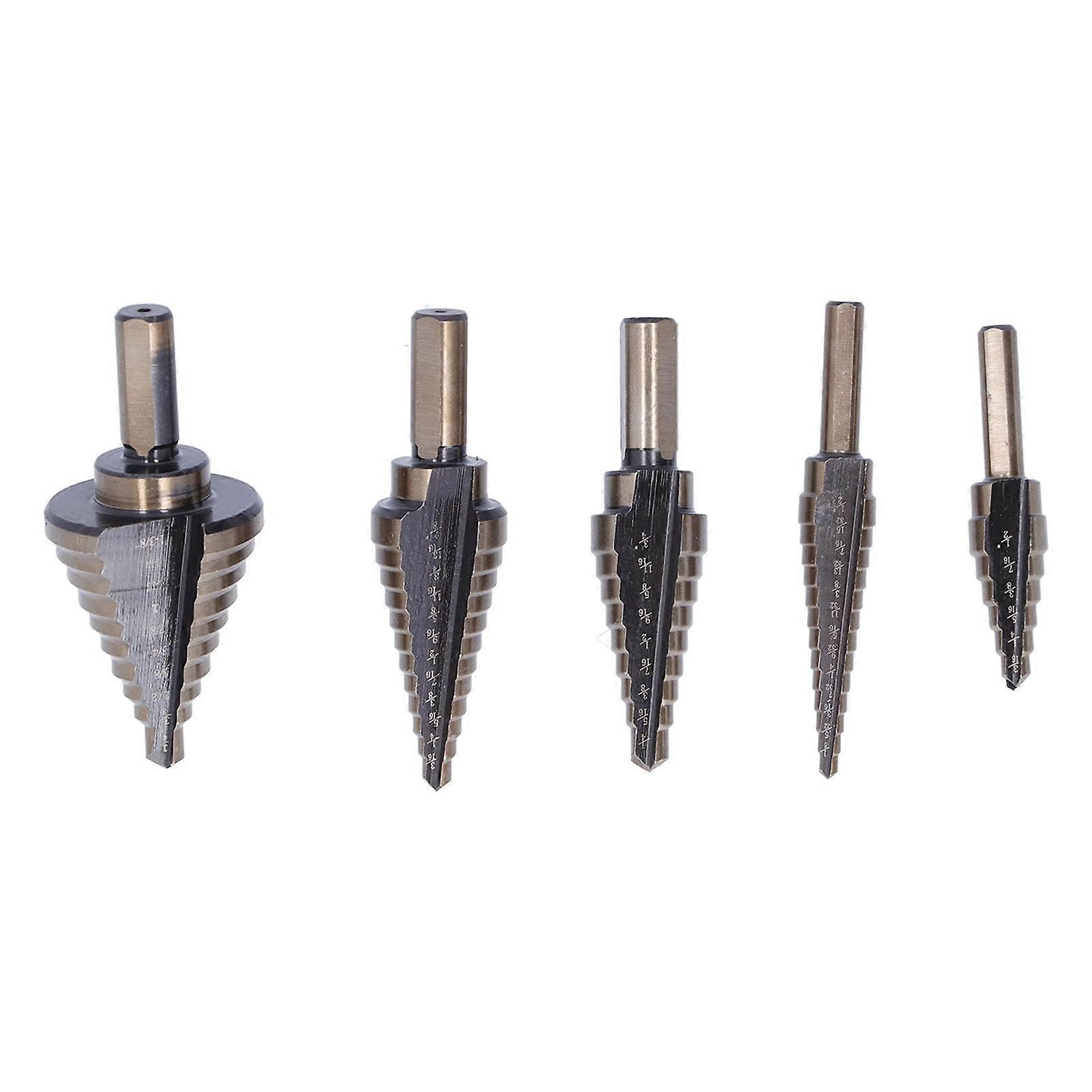 5-Piece Inch Step Drill Bit Set High-Speed Steel For Steel Plates And Aluminum Sheets