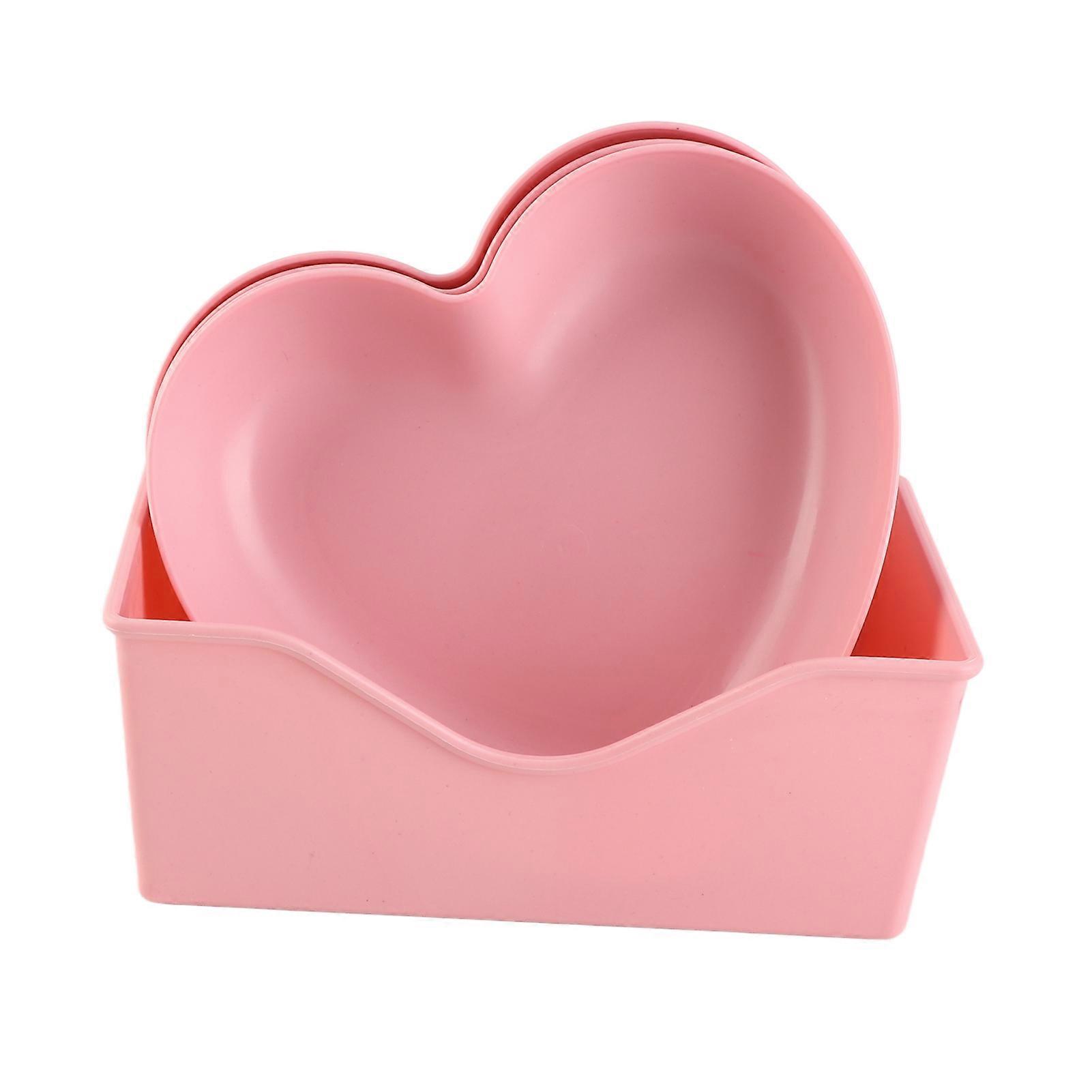Heart Shape Plastic Dinner Platters 5-Pack with Holder Easy Clean