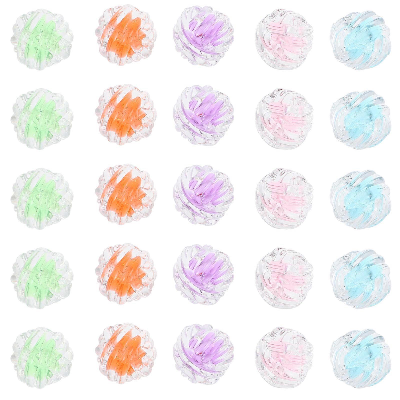 Aesthetic Beads Acrylic Beads Assorted Color Round Simple Design Jewelry Making Beads 1 Pack