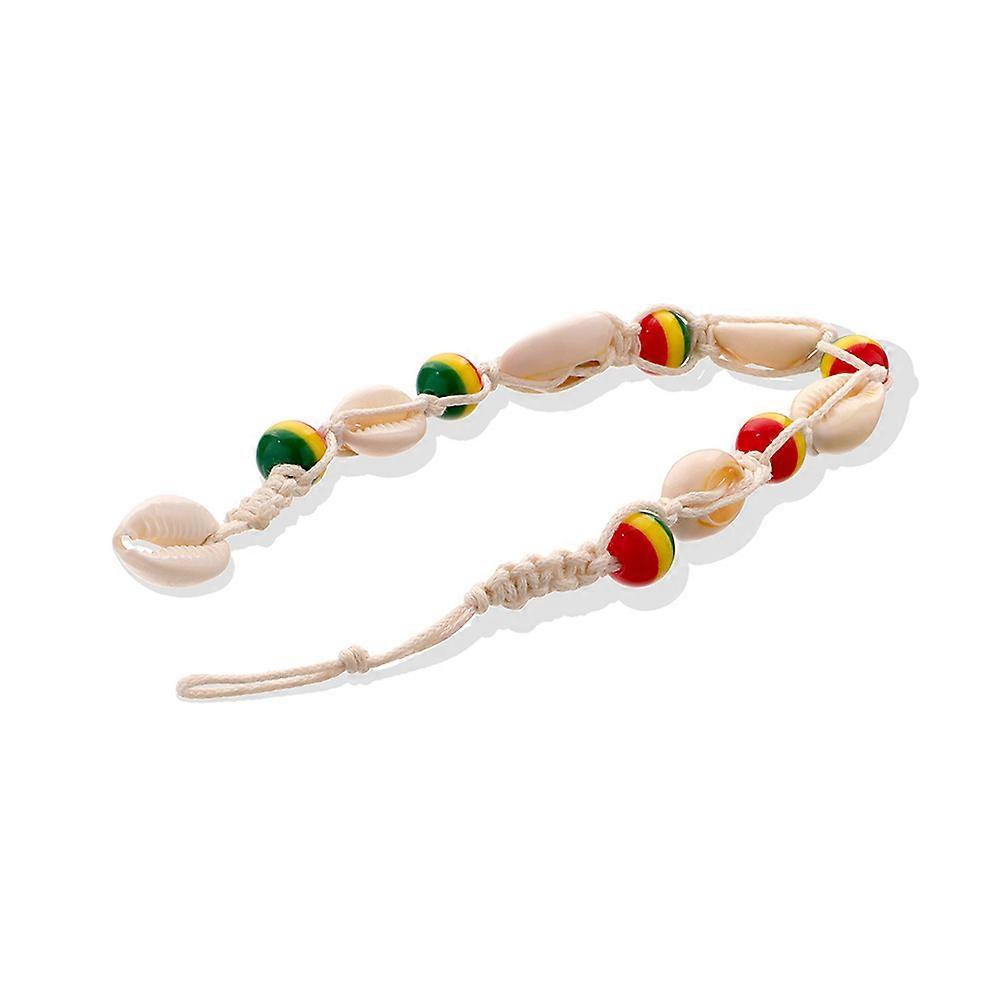 Colorful Wooden Beads Anklet with Shell Chain – Handmade Fashion Jewelry for Women's Ankle Decoration, Ideal for Beach Parties and Daily Wear