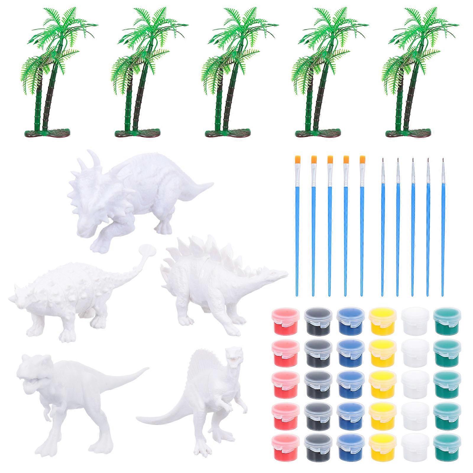 DIY Arts Crafts Set Paint Your Own Dinosaur Model Toy Kids Parties Educational Tool Assorted Color 16x7 Cm 1 Set