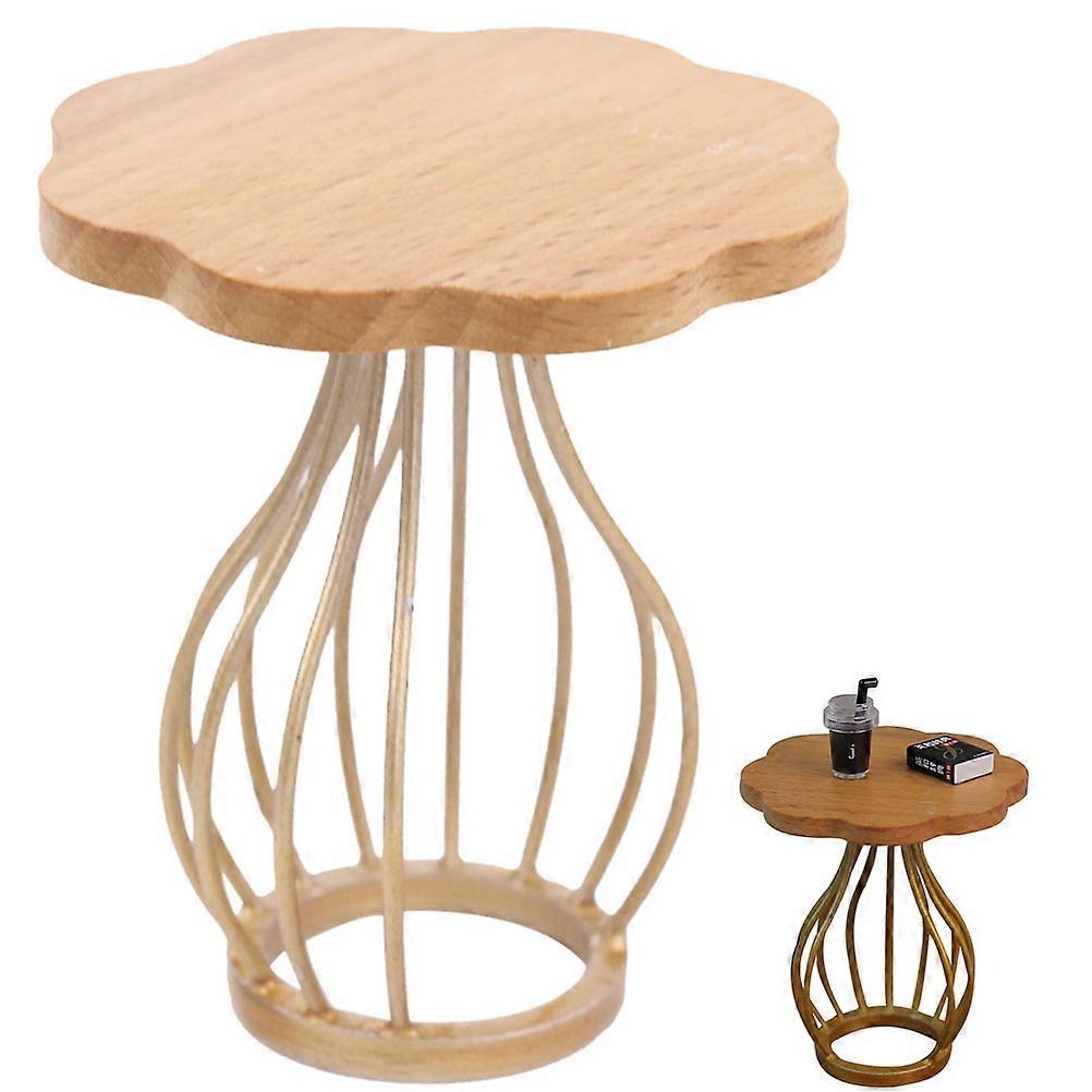 Mini Side Table Miniature House Furniture Tiny Furniture Miniatures Photography Props Beige 6.3X5.7X5.7CM 1Set