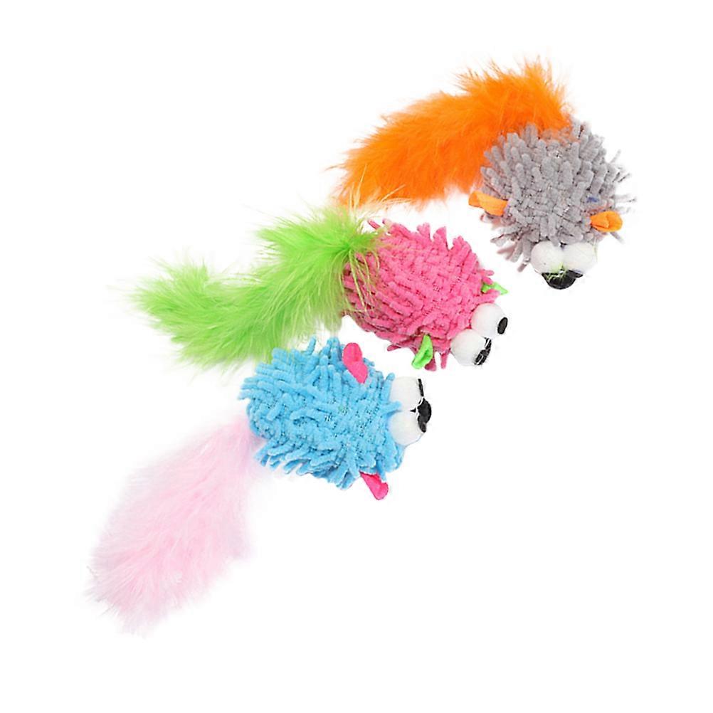 Lovely Cat Durable Cartoon Teaser 3pcs for Interactive Play, Chew Toy for Kittens to Reduce Biting and Encourage Exercise