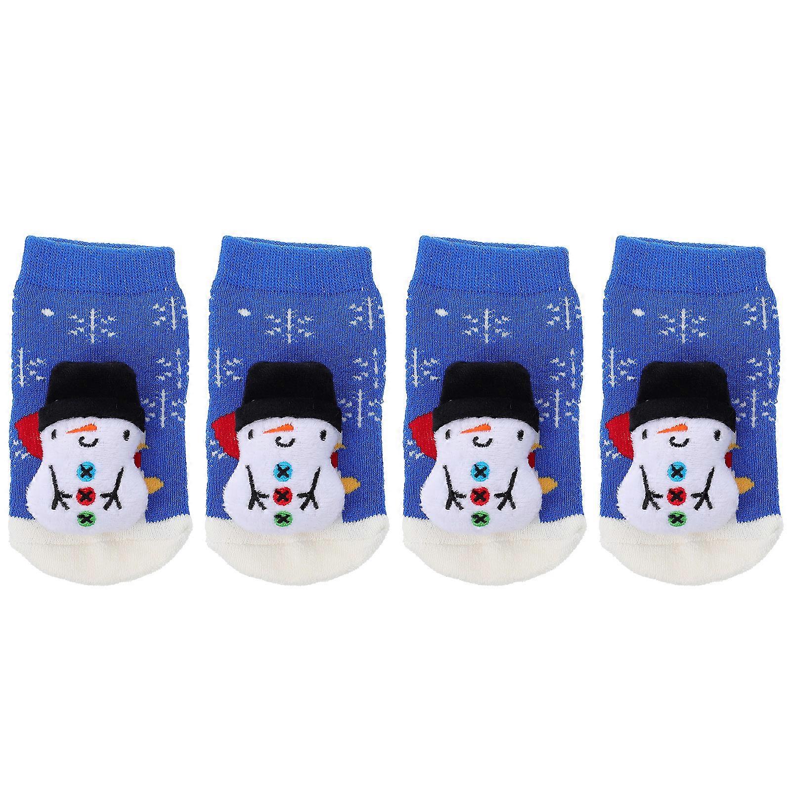 Adorable Christmas Kid Socks for Baby Wearing Blue Cotton Soft and Comfortable 2 Pairs