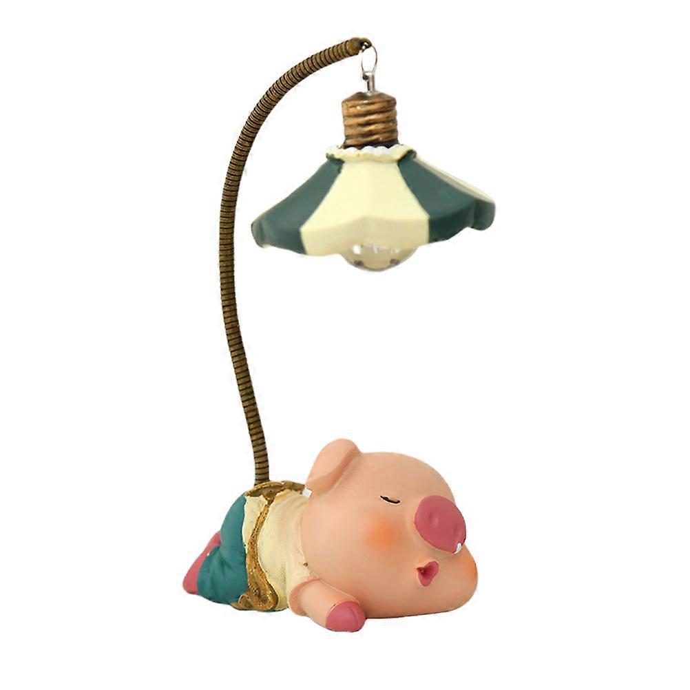 Kids Pig Night Light Piggy Shape Resin Bedtime Lamp For Bedroom Nightstand 1Set