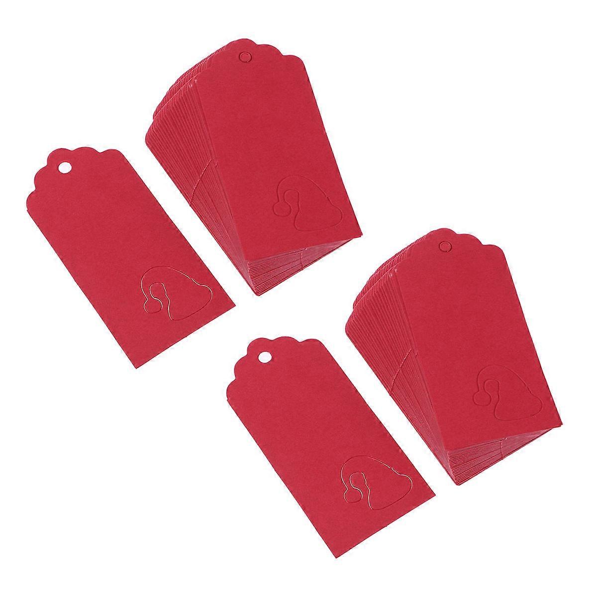 Red Kraft Paper Tags Wedding Favor Clothing Tagging Rustic Style Rectangular with Pre-punched Holes 100Pcs