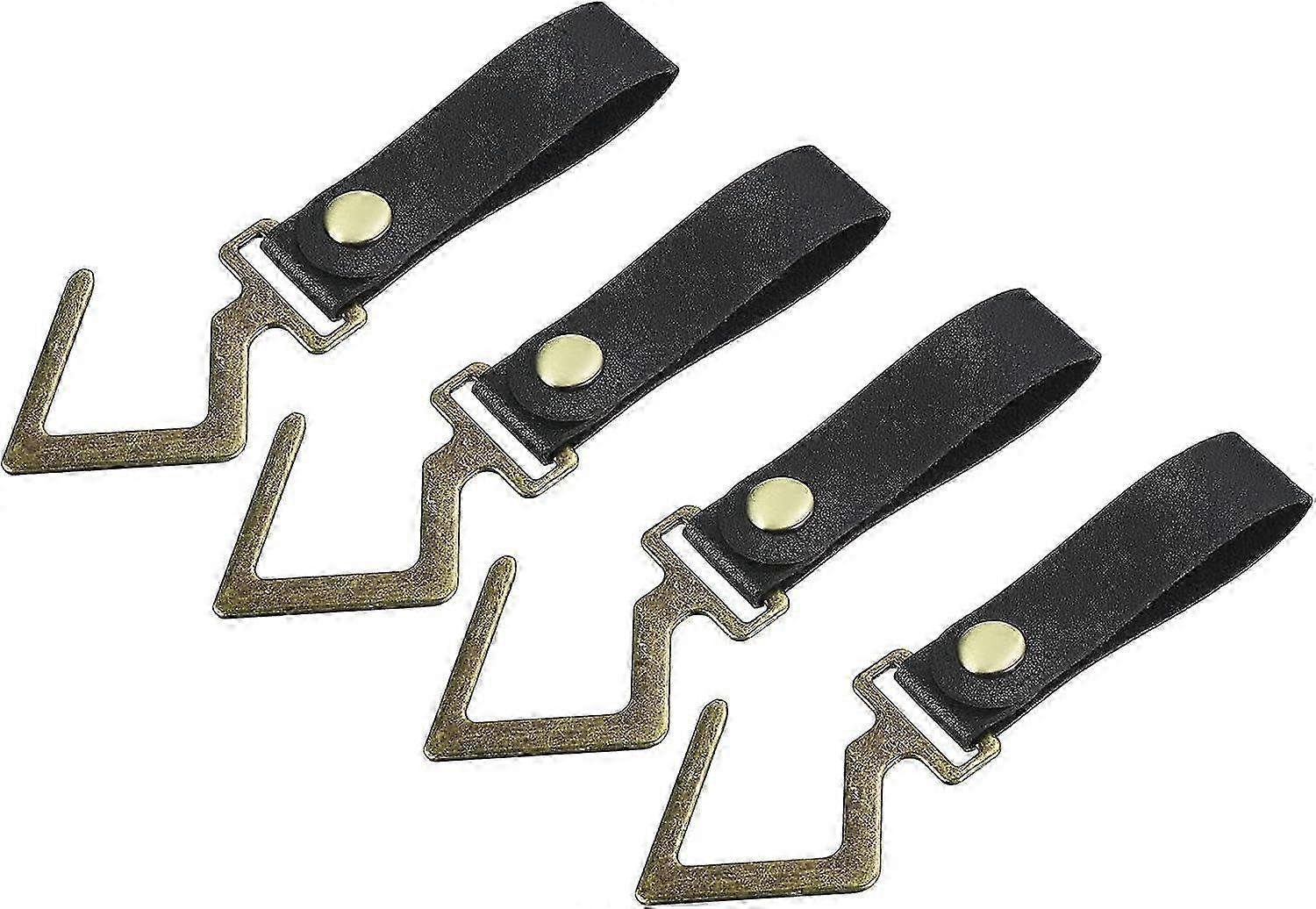 PU Leather Shelf Hooks - Camping Hooks for Hanging Pots & Pans, Black