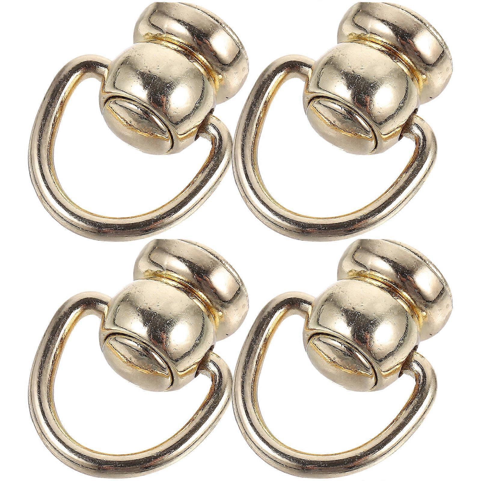 4pcs Rotatable Metal D Rings with Rivet Screws for Craft, Multi Function Swivel Hardware for Bags, Purses, Backpacks, Belts, and DIY Projects