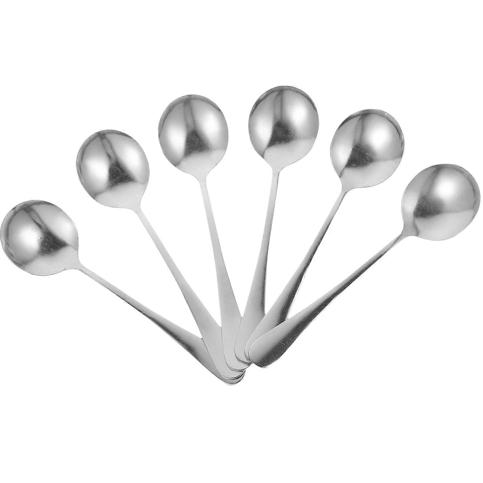 Metal Spoons Multi-Use Soup Spoon Decorative Smooth Stainless Steel Tableware 6Pcs