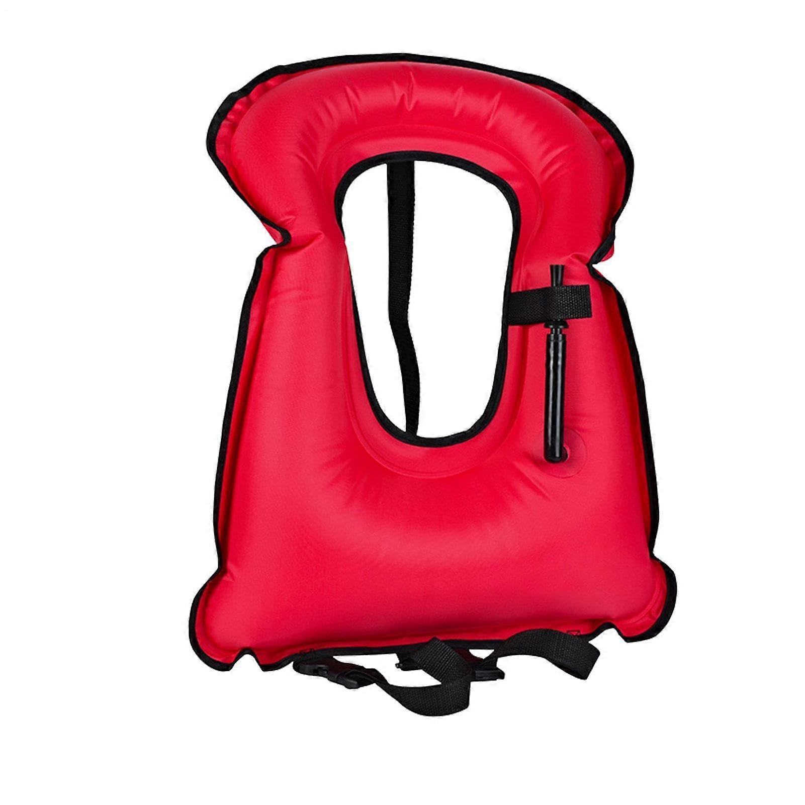 Inflatable Life Jacket  Adjustable Snorkel Vest for Adults, Float Device for Swimming, Kayaking  Large Red