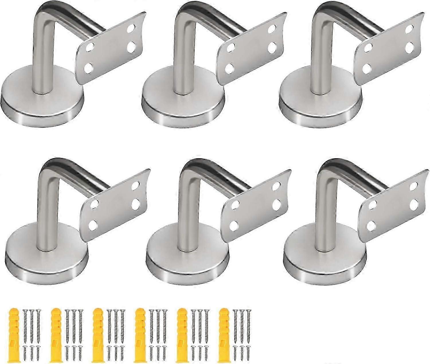 Pack Stainless Steel Handrail Brackets, Curved Handrail Brackets for Round Rails, Stair Railing Brackets, Handrail Brackets with Mounting Screws for R