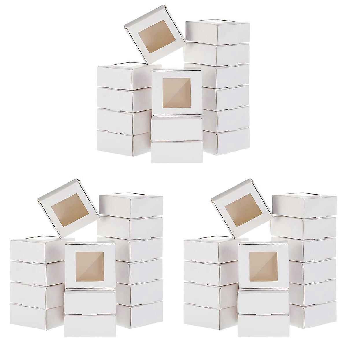 50 Pcs Mini Kraft Paper Box with Window for Homemade Candy (White)