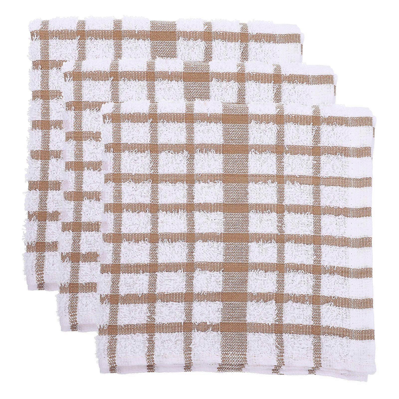 Cotton Kitchen Towel Japanese Style Khaki 35.00X35.00X0.20cm Multipurpose Use 3Pcs