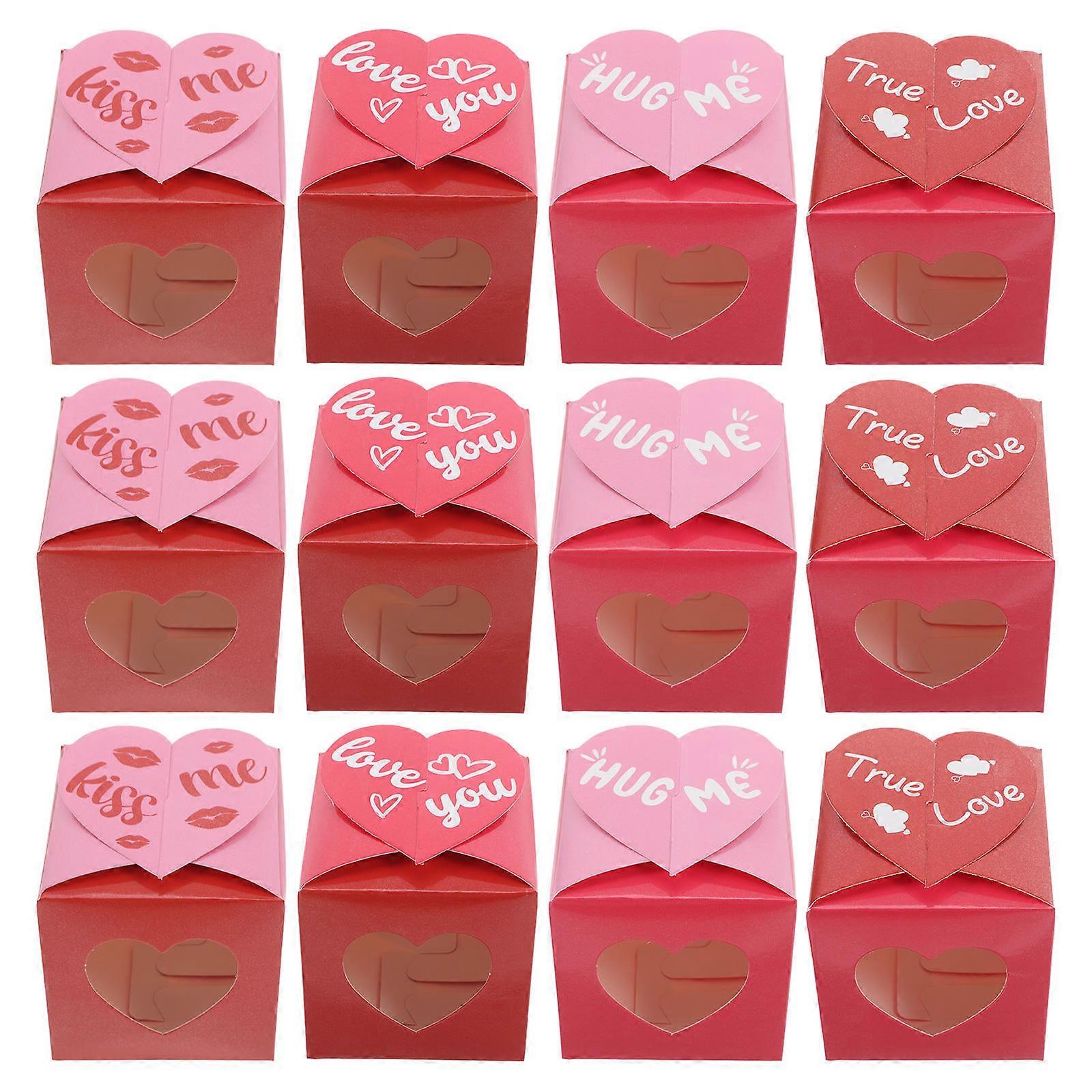Valentine Candy Heart Boxes for Holding Candy 12Pcs Assorted Color Paper