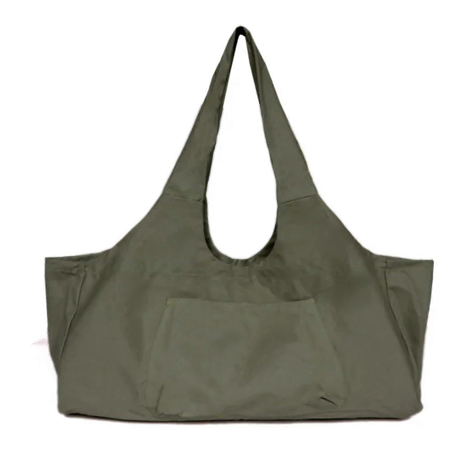 Yoga Mat Bag Multi-Color Breathable Oversized Canvas Bag With Side Pocket For Travel And Fitness Clothes Green