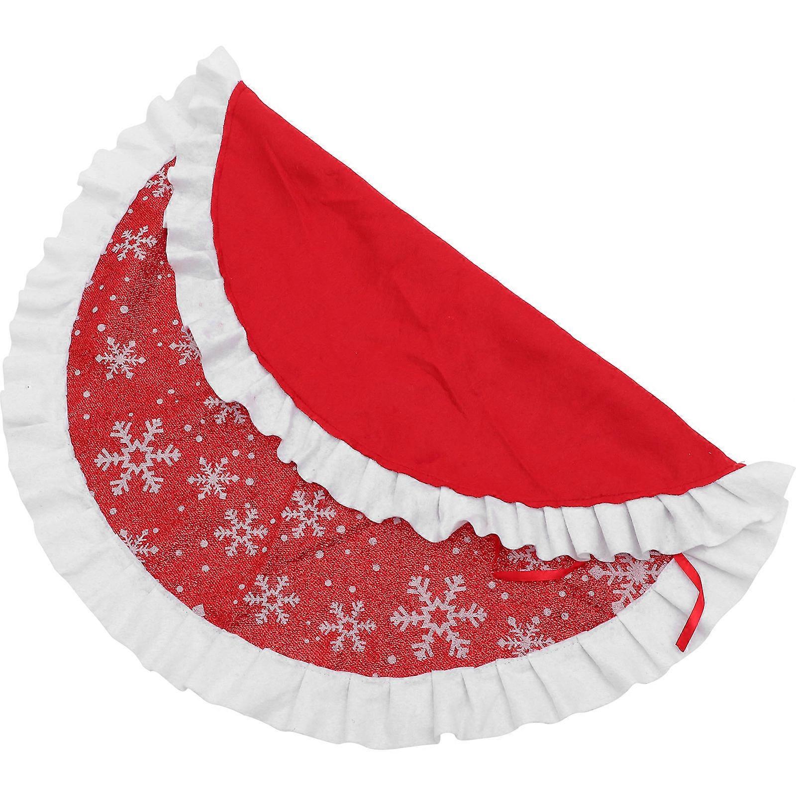 Tree Skirt Bright Red Plush Christmas Decoration Use 90x90x1.5cm Protect Floors 1Set