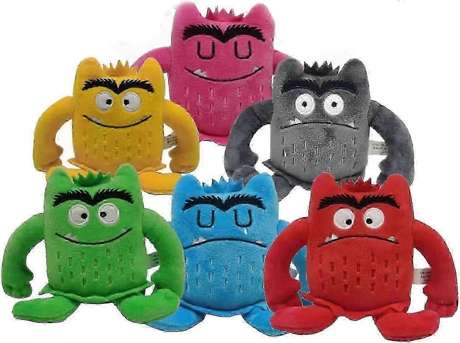 Monster Plush Toys, My Emotional Little Monster Cartoon Doll, Blue/red Monster Plush Toy, Color Plush Doll Set-1set 6pcs