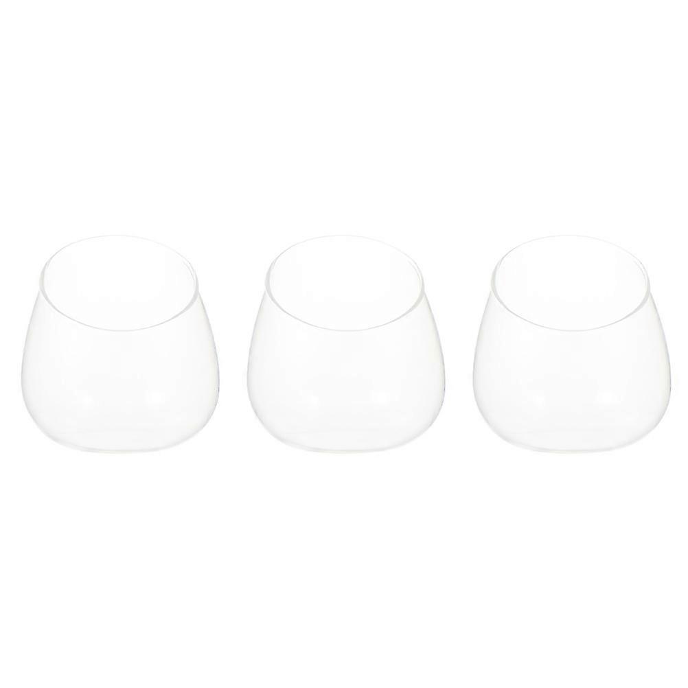 3pcs Glass Cut Vase for Small Plants Decorative Objects and Storage Use Transparent Color