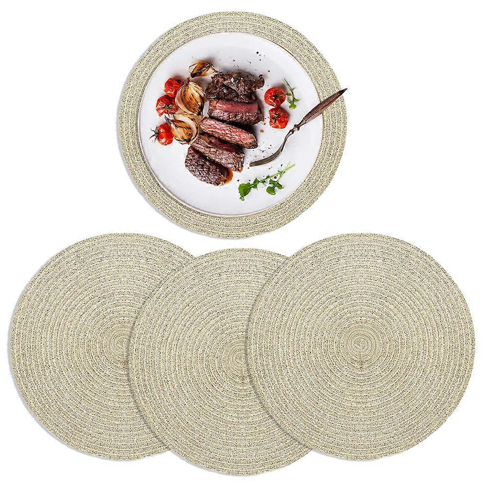 Round Woven Table Mat Table Round Table Mat Washable-Golden