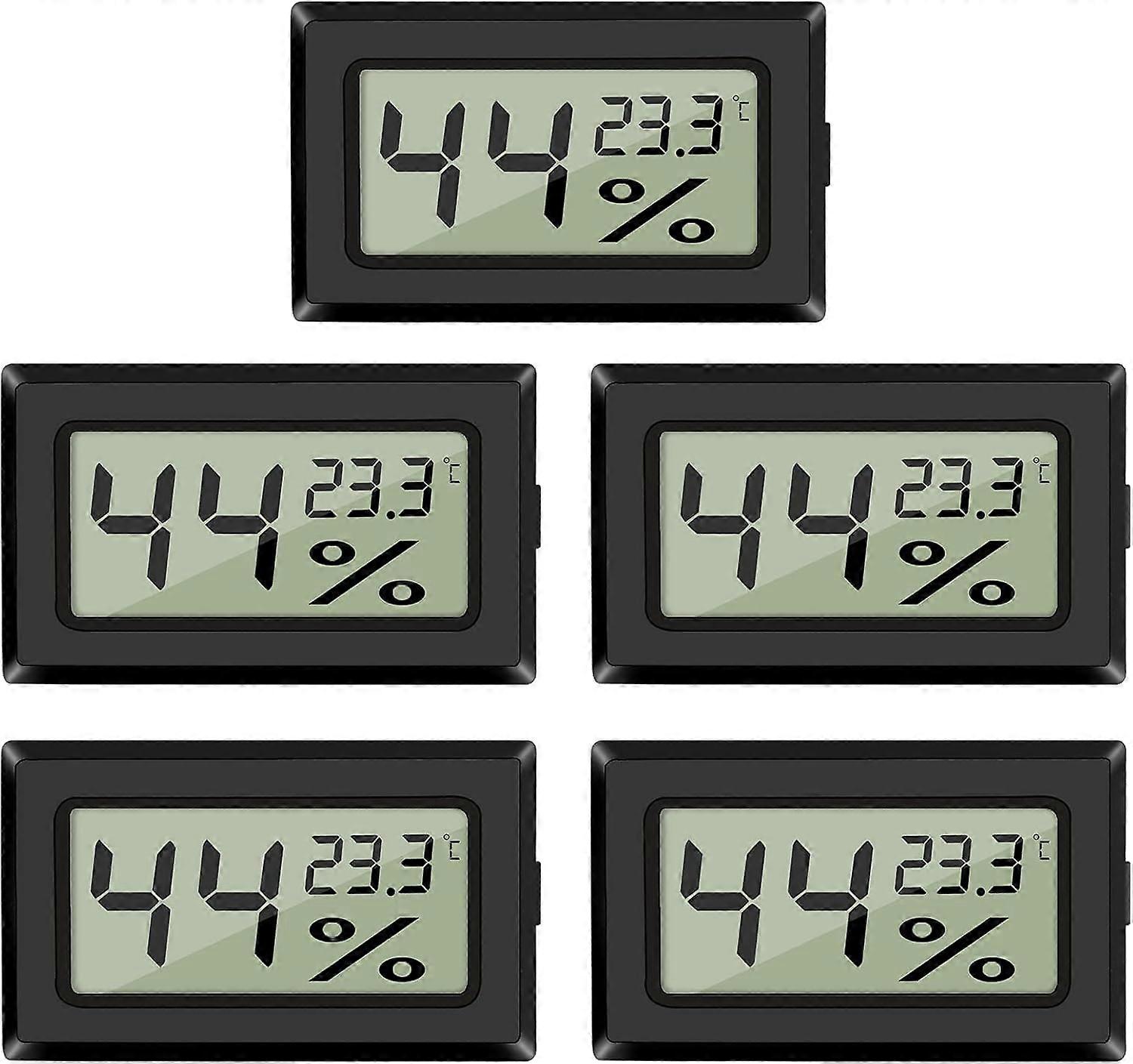 Mini Digital LCD Thermometer Hygrometer, Digital Thermo Hygrometer Indicator(5Pcs, Black)