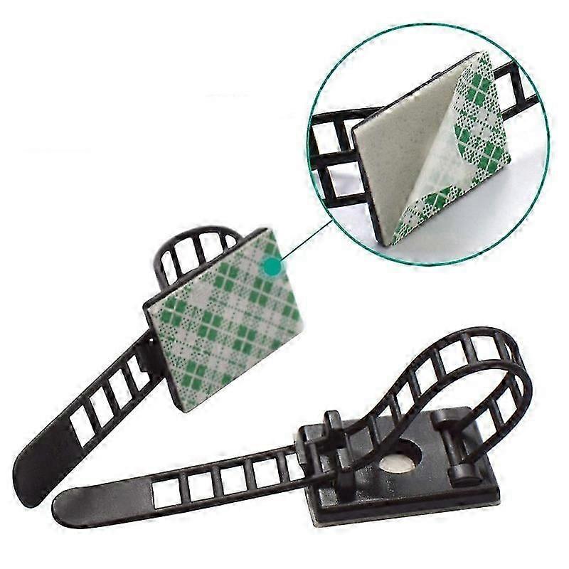 Black Adjustable Cable Holder, 100 Cable Clips Adjustable Cable Ties, 3M Self-Adhesive Cable Clips Cable Clamps