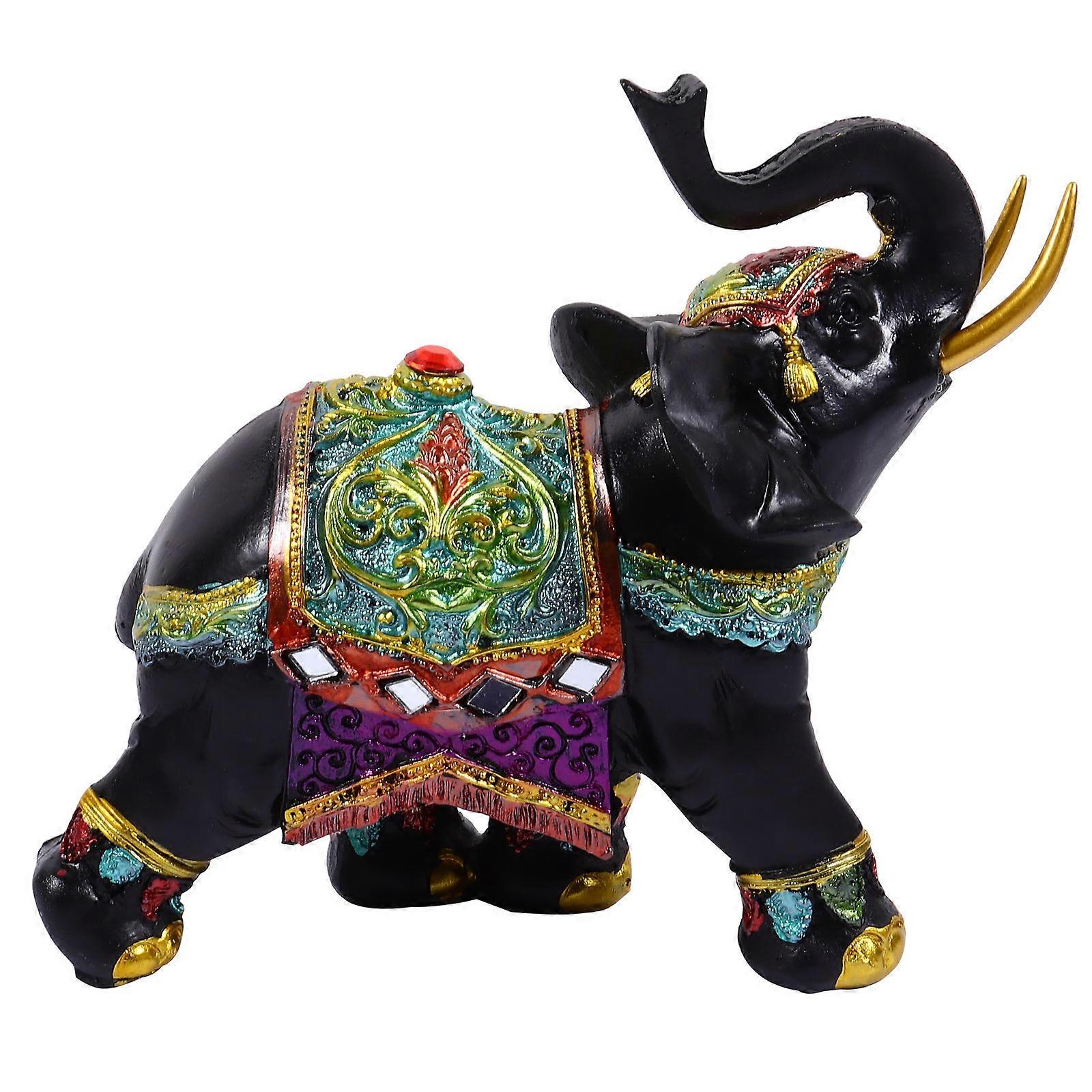 Mini Resin Elephants Desktop Crafts Elephant Shape Realistic Modeling 15X14X6 Cm 1Pc