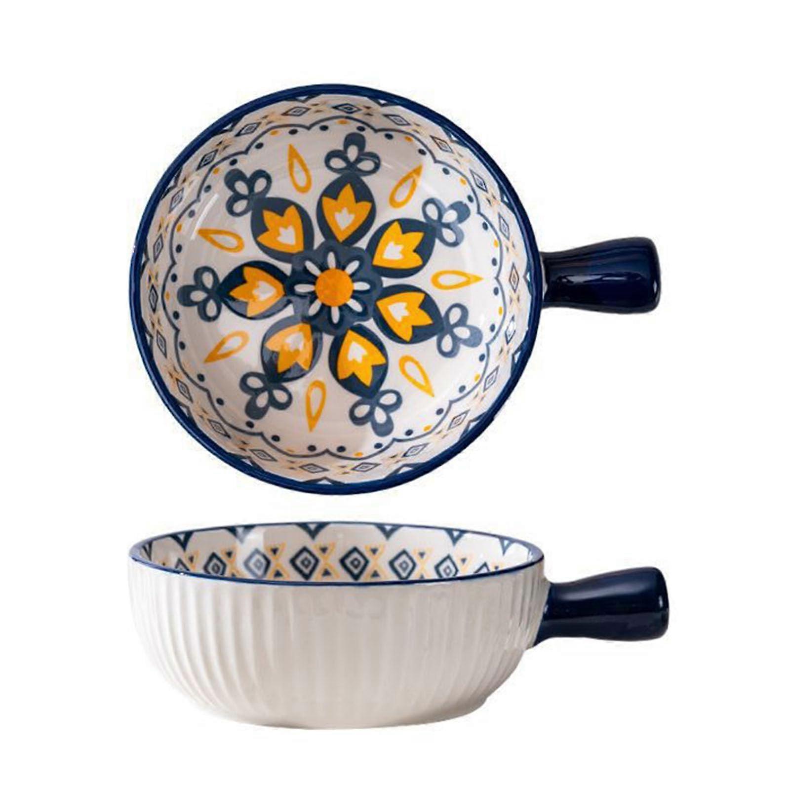 Ceramic Soup Bowl with Handle, Oversized Muesli Bowl for French Onion Soup, Pumpkin Soup, Oatmeal, Stew, Noodles