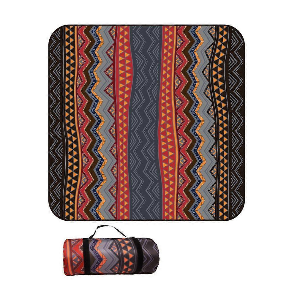 Picnic Blanket Waterproof Insulated Camping Beach Blanket Bohemian Style (150x200cm, Red)