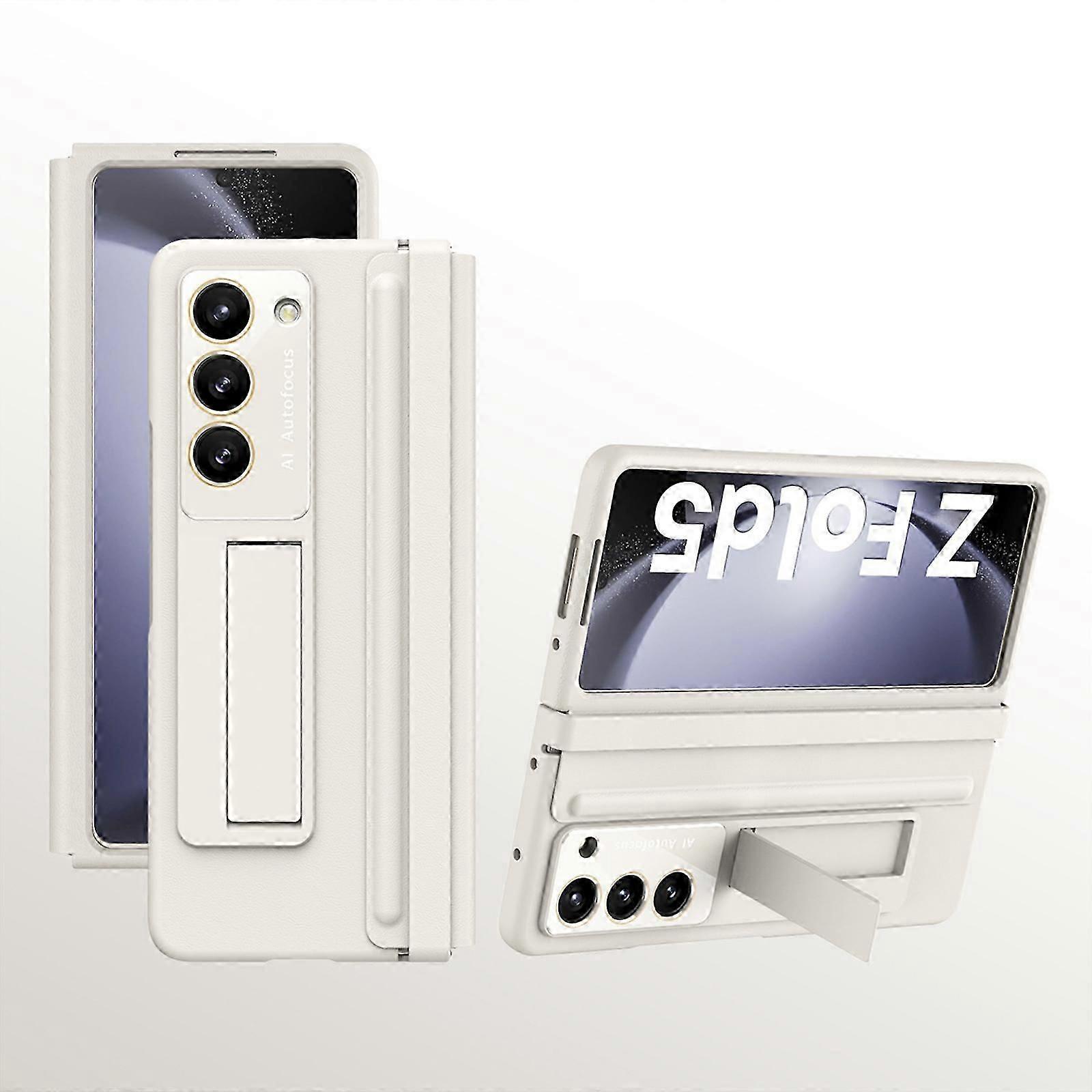 for Samsung Galaxy Z Fold 6 Case, Retractable Sliding Leather Hinge Protection, Camera Lens and Front Screen Protector, Built in Kickstand, Anti-Scrat