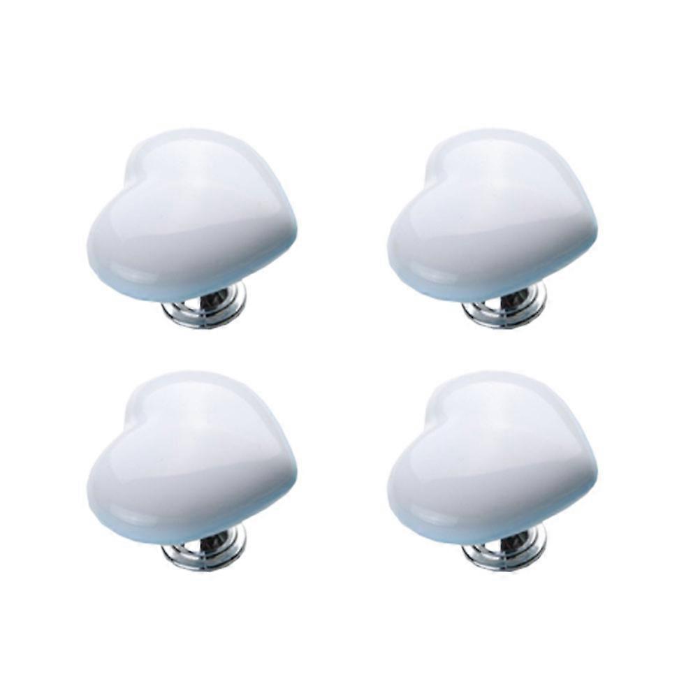 Furniture Knobs Heart Shape Desk Drawer Durable 4Pcs White