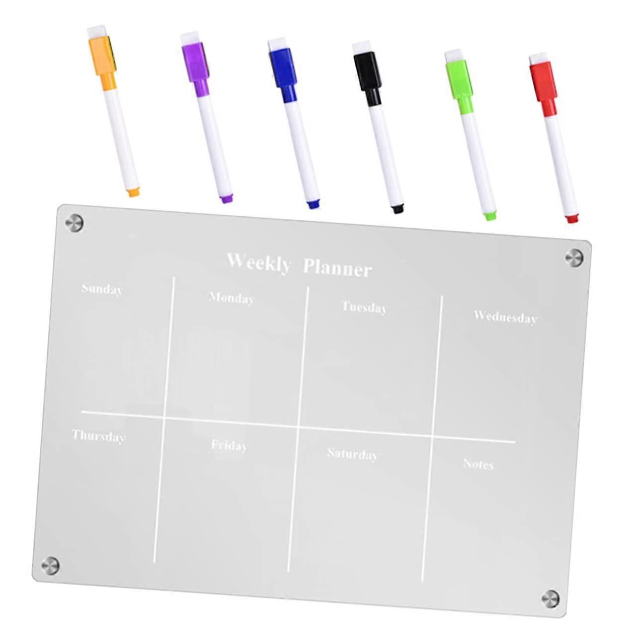Magnetic Acrylic Whiteboard Fridge Set With Markers Included Dry Erase Surface Planning Notes Reminders Office School