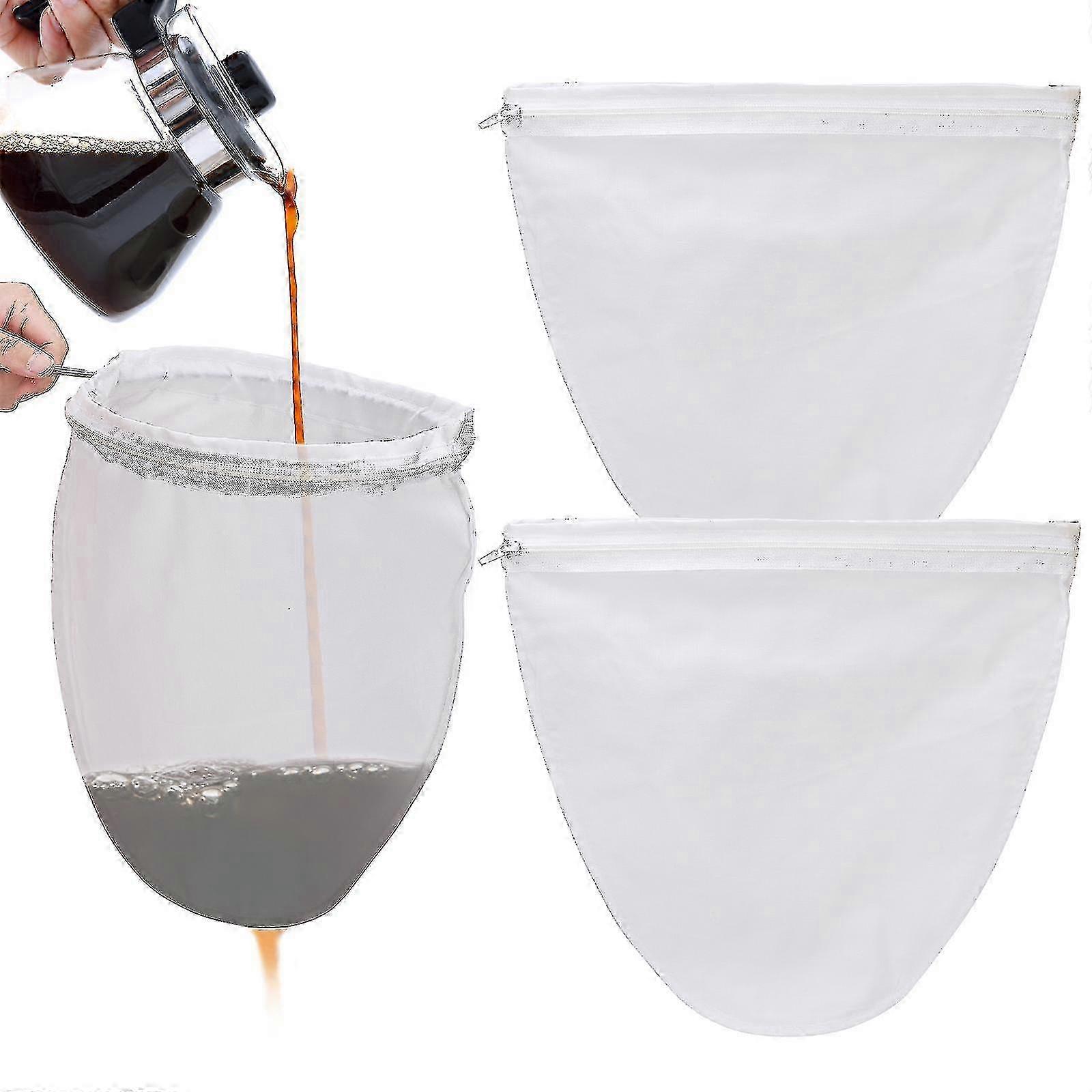 Sac filtrant à mailles ultra fines, sac filtrant alimentaire réutilisable commercial avec cadre en acier inoxydable, adapté au lait de noix, au café, au lait