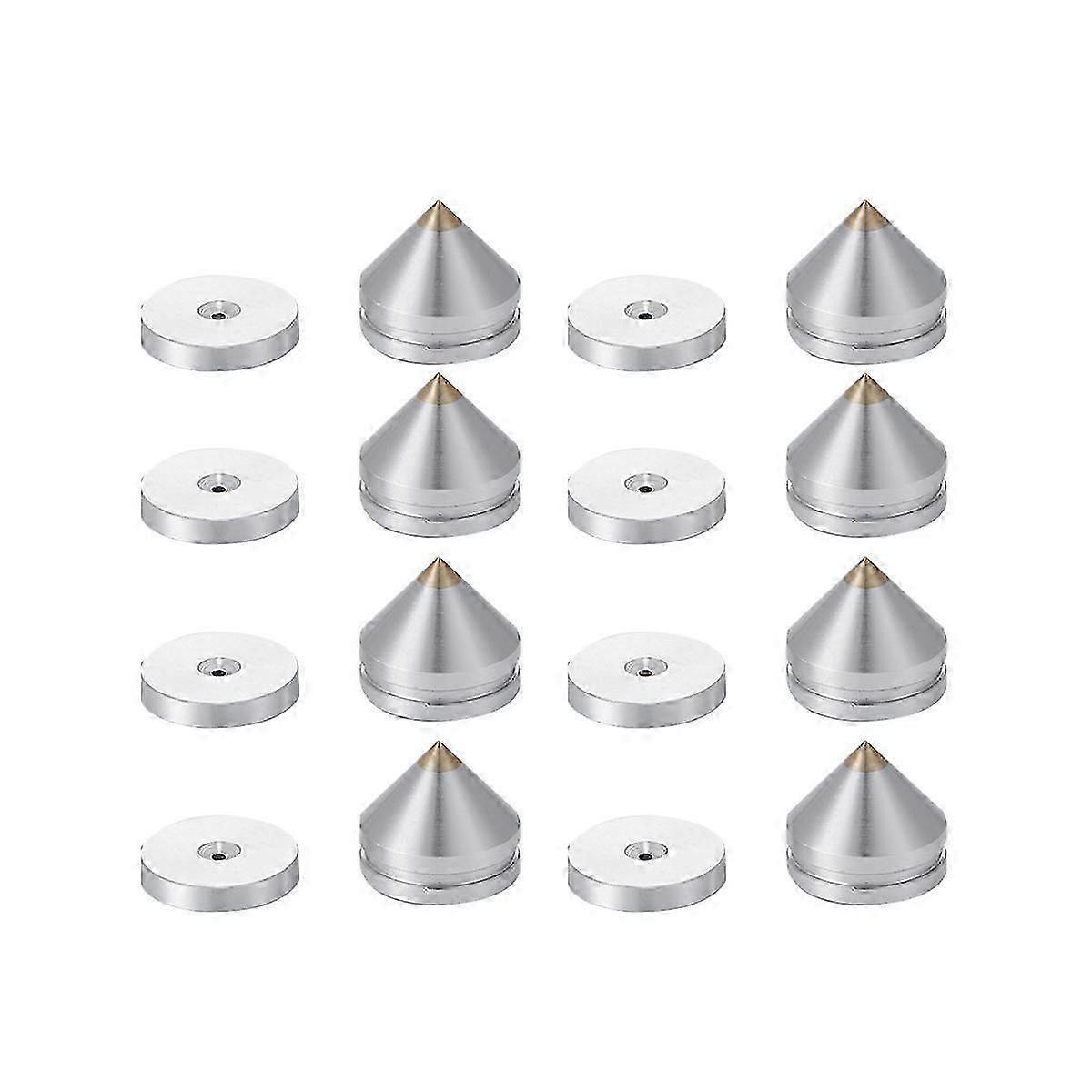 8 Set Speaker Stand Feet Foot Pad Aluminium Alloy Metal Spikes Cone Floor Foot Nail Silver