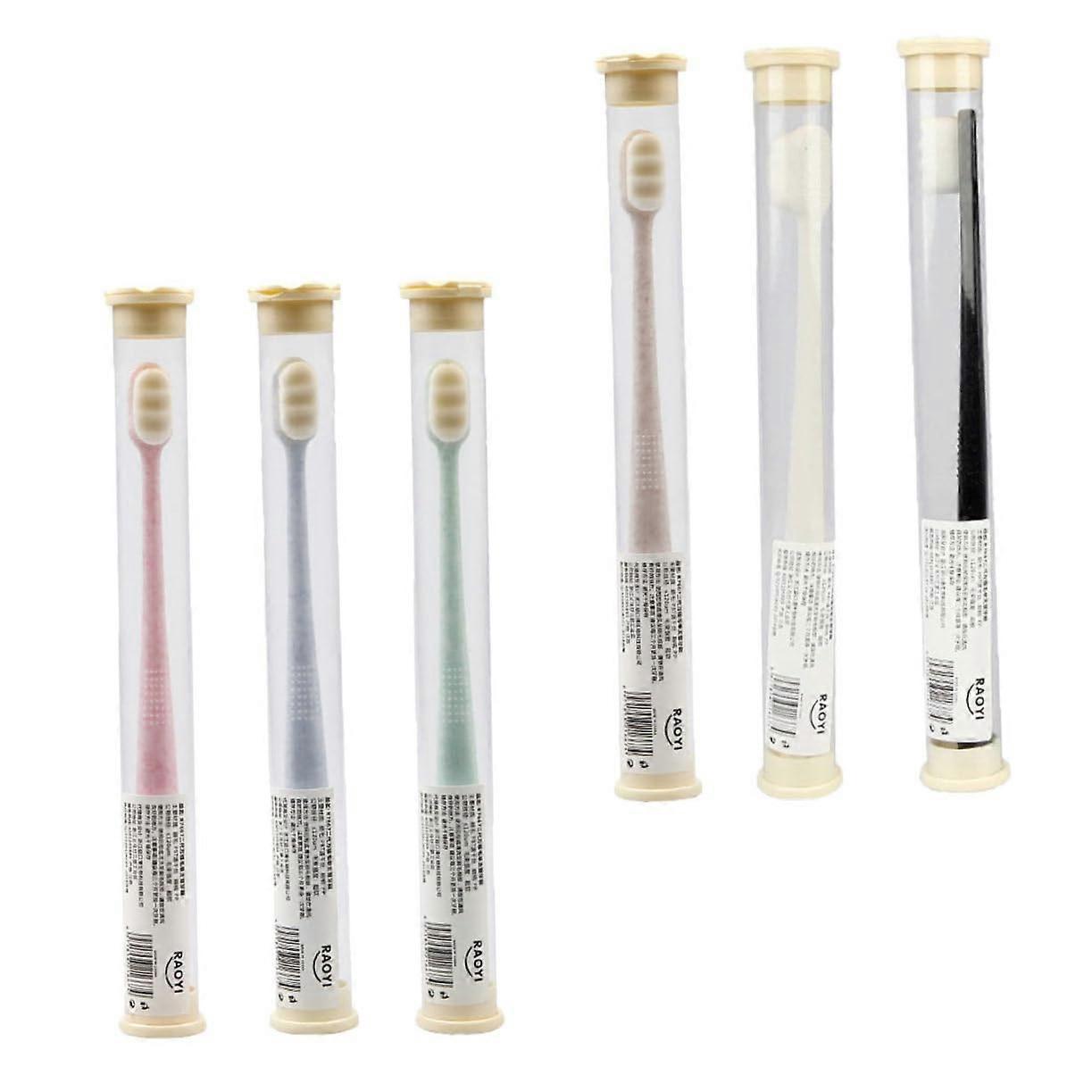 Set of 6 Soft Toothbrushes for Adults Fine Bristles for Gentle Oral Care Ideal for Sensitive Gums 6 Colours in Set Oral Care Tool