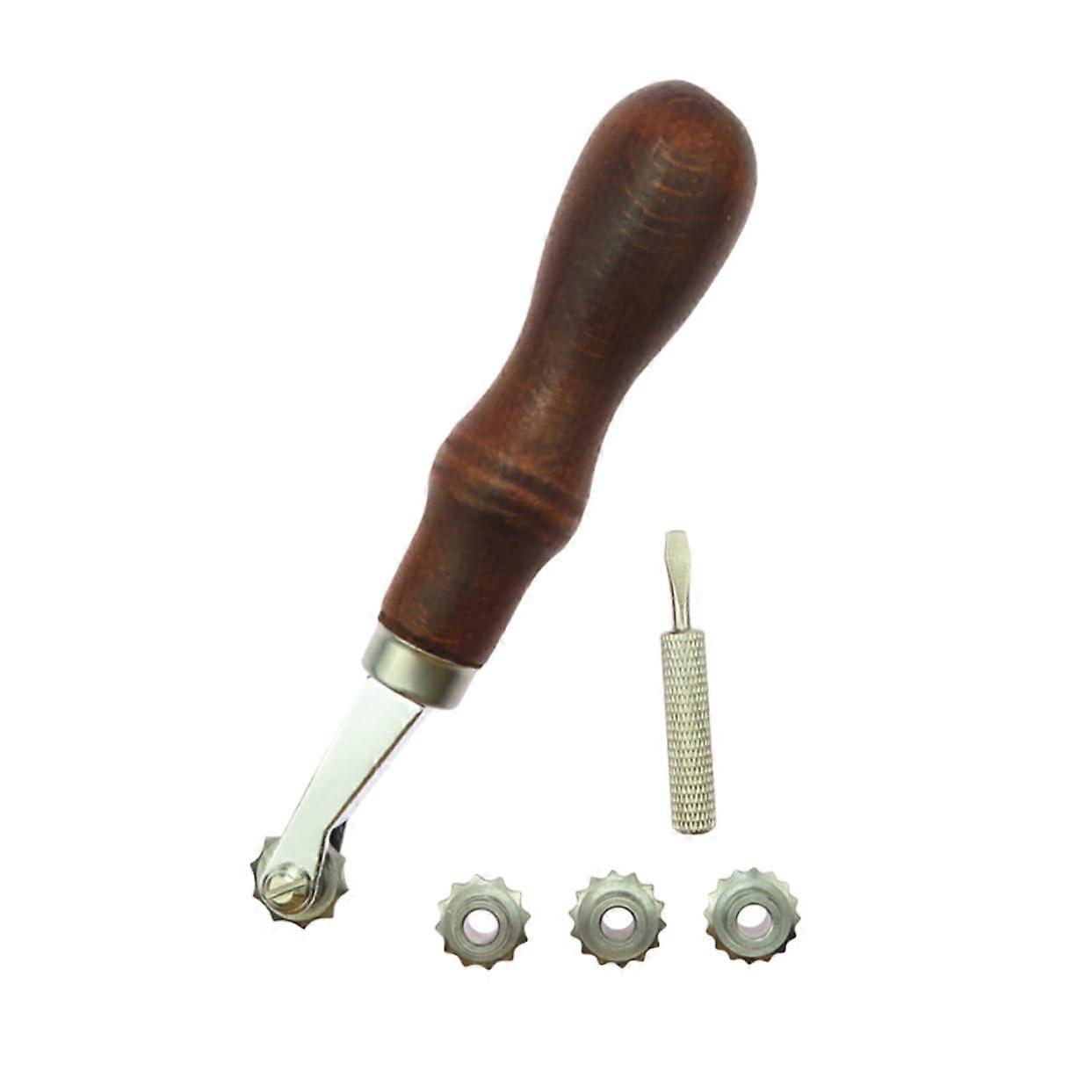 Leather Tool Set with Spacers, 4 Groove Sizes, Wooden Handle DIY Craft Tools for Belts, Wallets, Handbags, and More