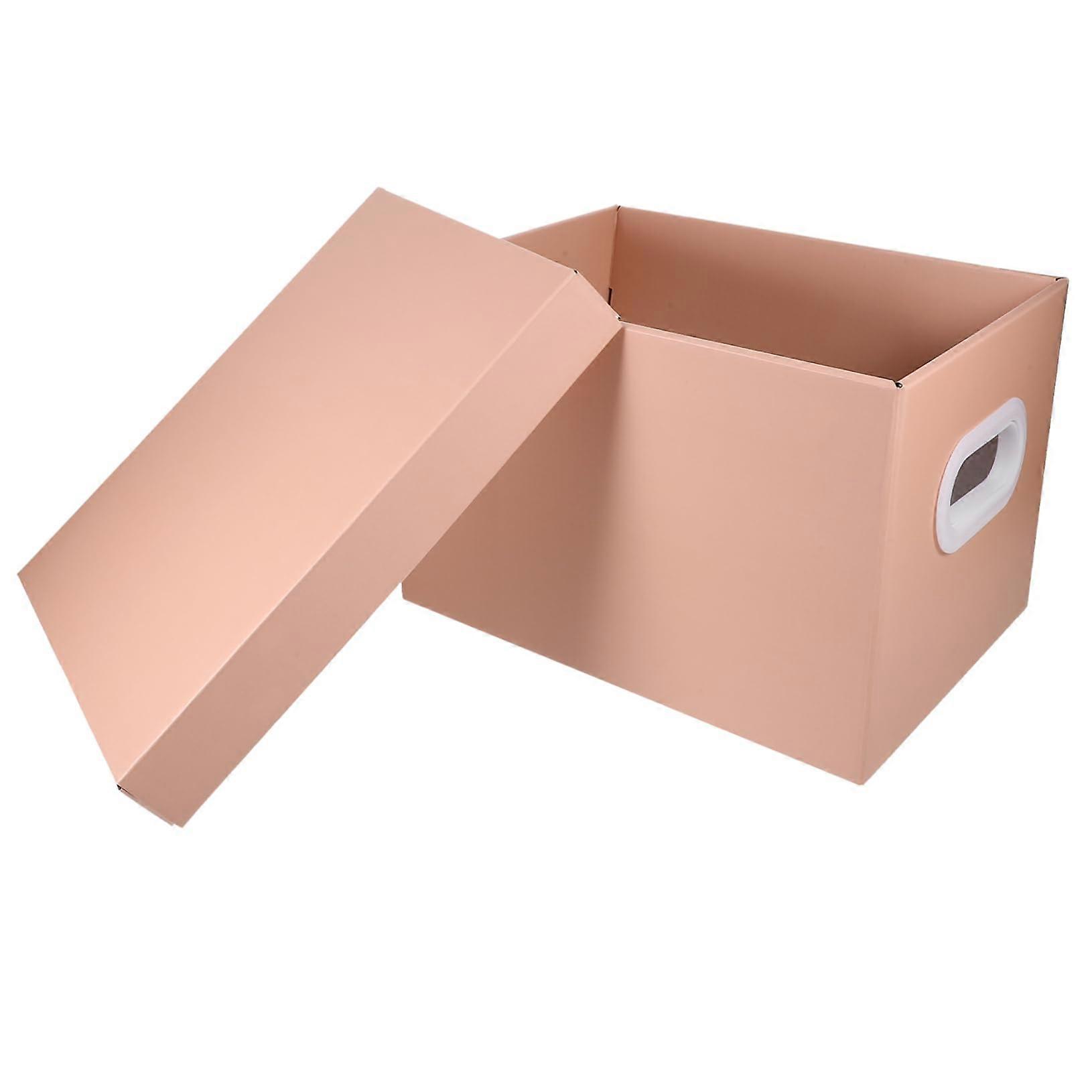 Foldable Storage Bins for Books and Everyday Items, Compact Plastic Containers with Lids Pink 28x21x19.5cm