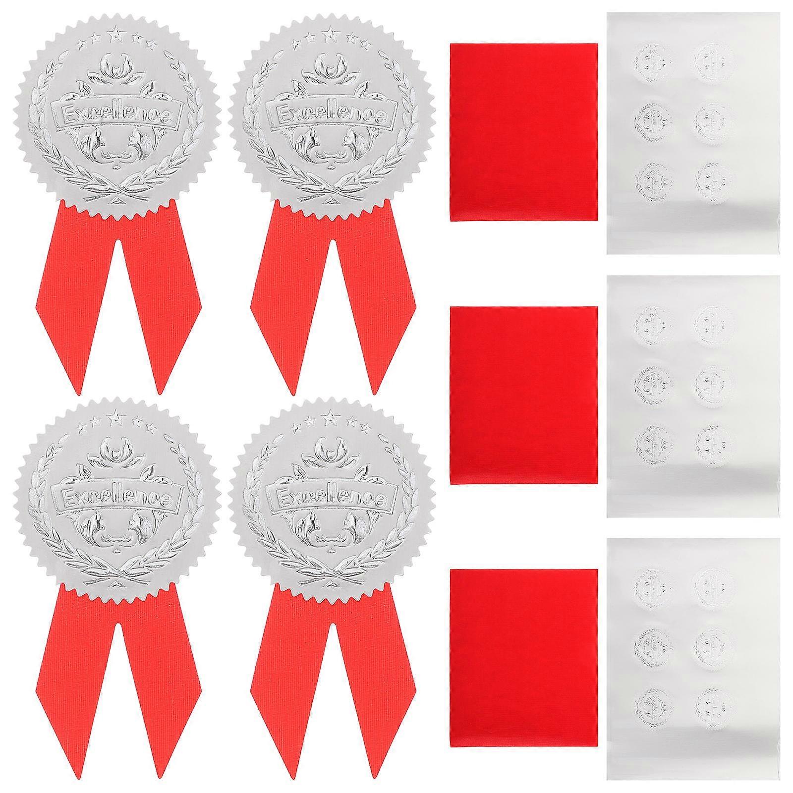 Gold Medal Stickers Embossed Seals Recognition Office 36Sets