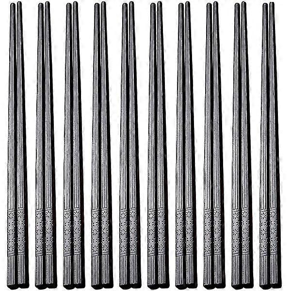 10 pairs Chopsticks Set Alloy Chopsticks Black Pattern Chopsticks