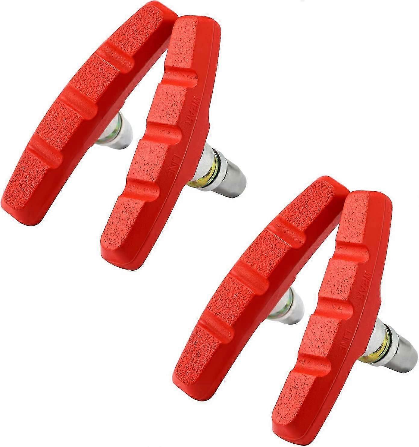 2 Pairs V-Brake Brake Pads 70mm with Hex Nuts and Spacers VSP70Red