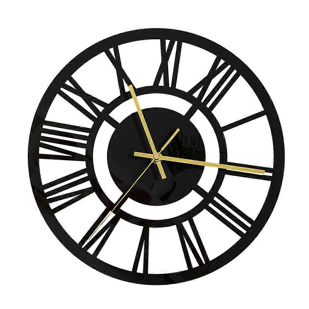 Silent Non-Ticking Wall Clock Made of Acrylic for Home Use Black Decorative Clock Round 12 Inch